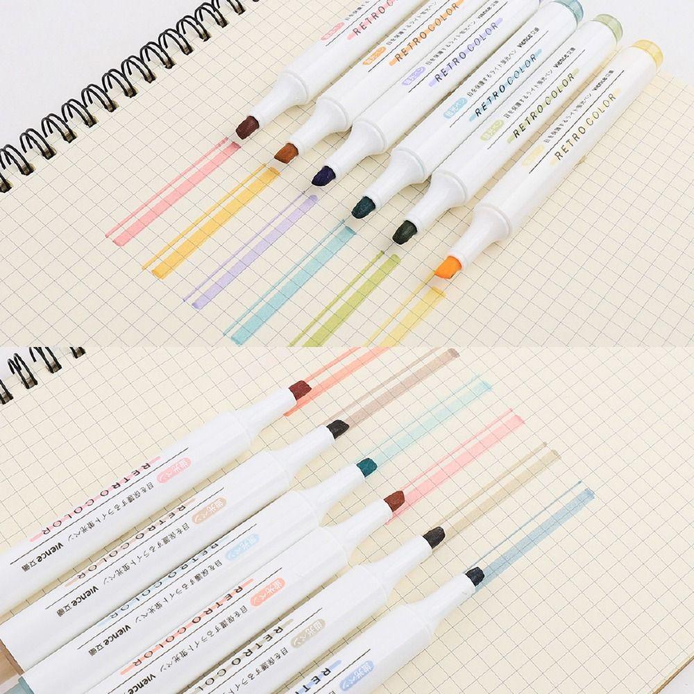 Nanas 6PCS /Set Stabilo Pen Set Warna Permen Perlengkapan Kantor Sekolah Graffiti Alat Tulis Morandi Color Pen