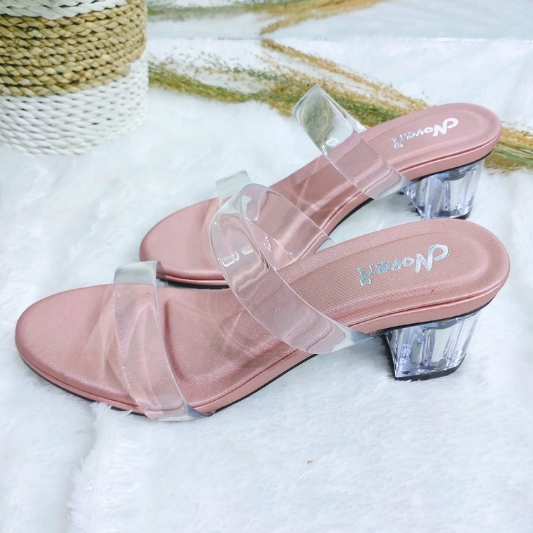 Sandal Wanita High Heel Kaca Transparan  - Novari H01