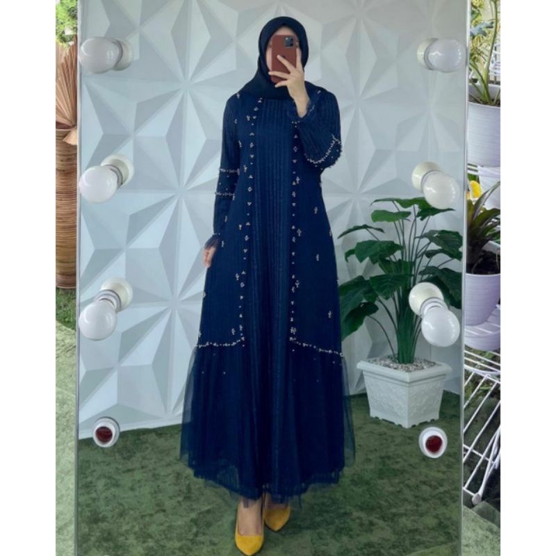 brokat outer polka tangan balon | gamis payet