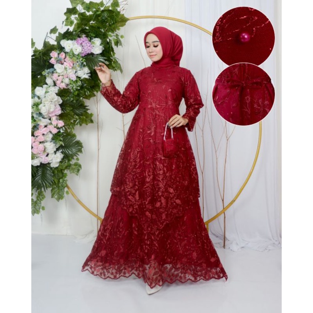 Kebaya Gamis Tingkat Runcing Modern / Kebaya Gamis Pesta Mewah / Gamis Bridesmaid / Gamis Brukat Modern