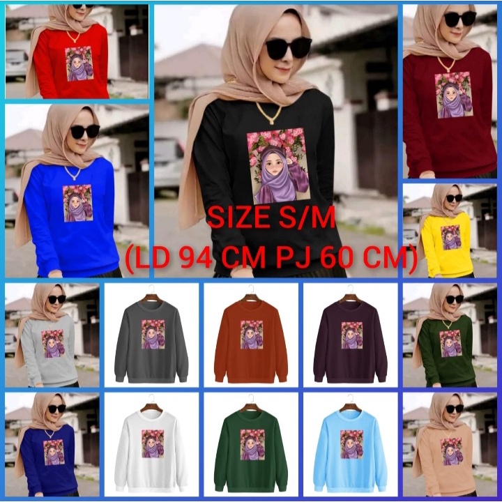 JOSJOLI_STORE/Baju Sweater Hijab 3/Atasan Wanita Dewasa Lengan Panjang/M L XL XXL