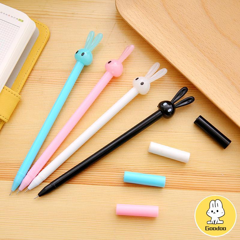 Kartun Lucu Telinga Panjang Kelinci Gel Pena Kreatif Tanda Tangan Pena Alat Tulis Siswa -Doo