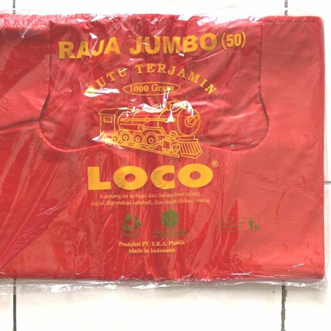 

Kantong Plastik Kresek LOCO ukuran 50 (Jumbo) HD Tebal Merah 1000 gram