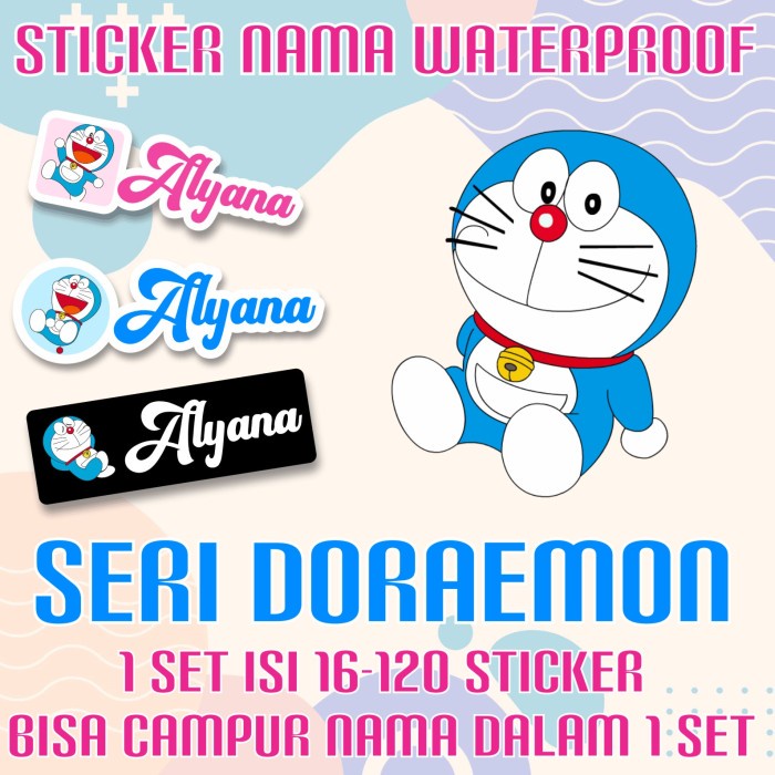 

[14-120 pcs] Sticker Nama Custom Doraemon