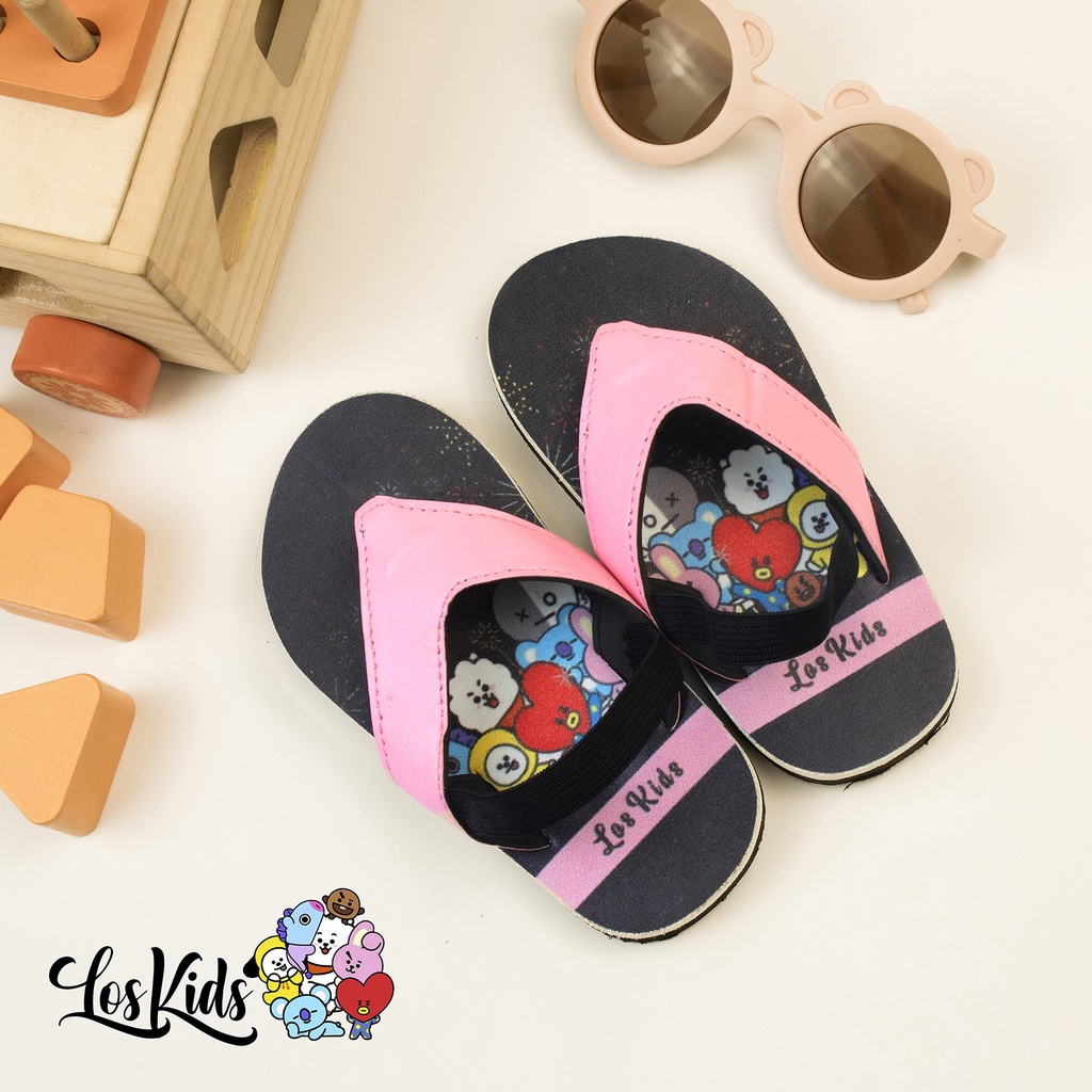 Bayar Ditempat Sepatu Sandal Anak Tali Belakang Anti Slip Karakter BTS Flip Flops LosKids