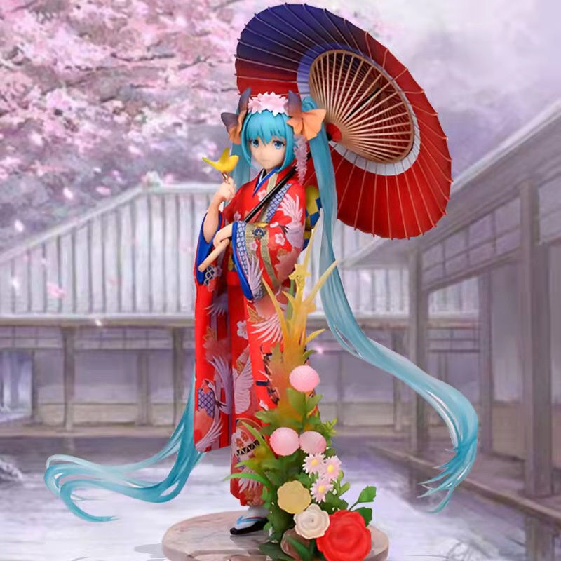 Mainan Action Figure Hatsune Miku Versi Kimono Bahan PVC Untuk Dekorasi Mobil