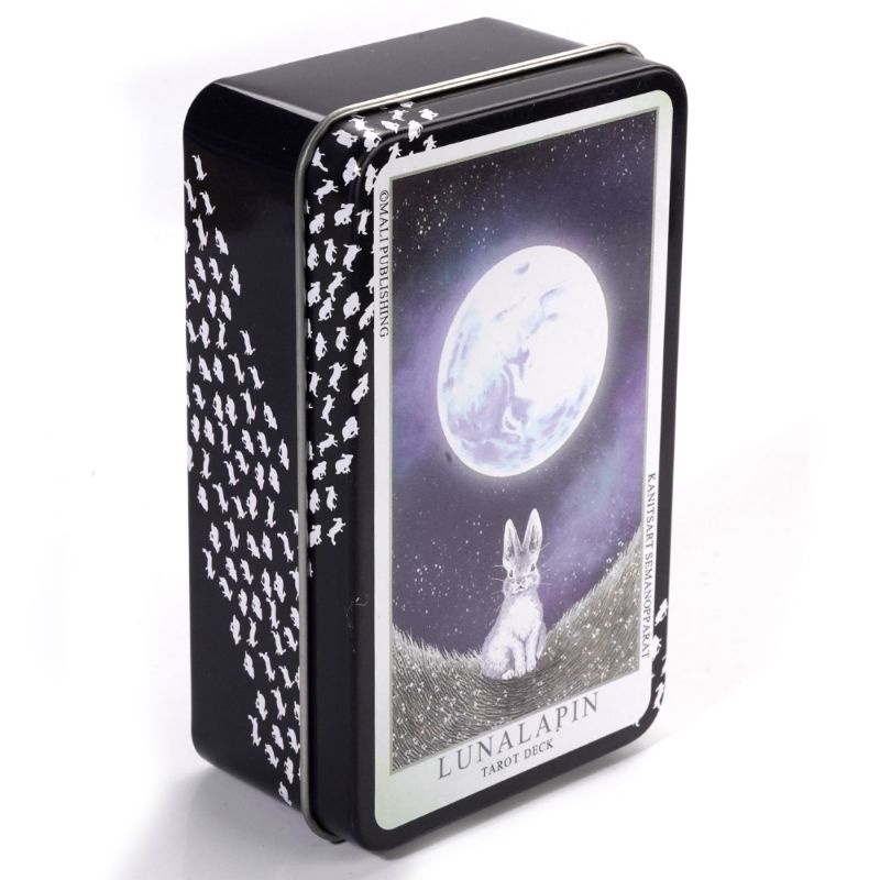 Lunalapin Tarot dengan Kotak Kaleng pinggiran Silver