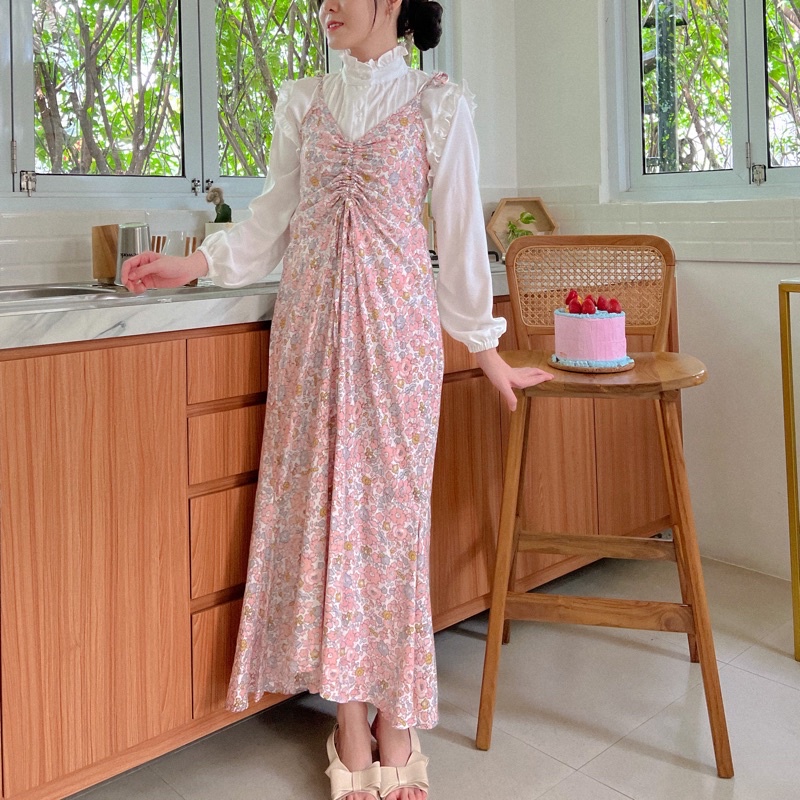 KANON - Megumu Floral Dress - Dress maxi pantai / musim panas motif bunga