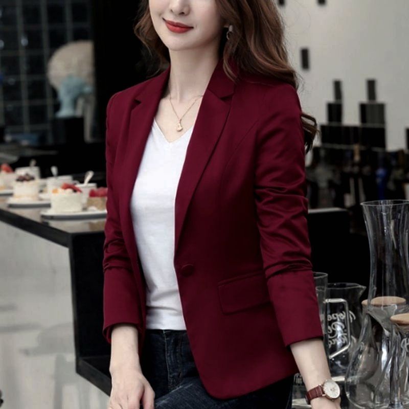 blazer cewek merah cabe/blazer wanita formal/jas korea