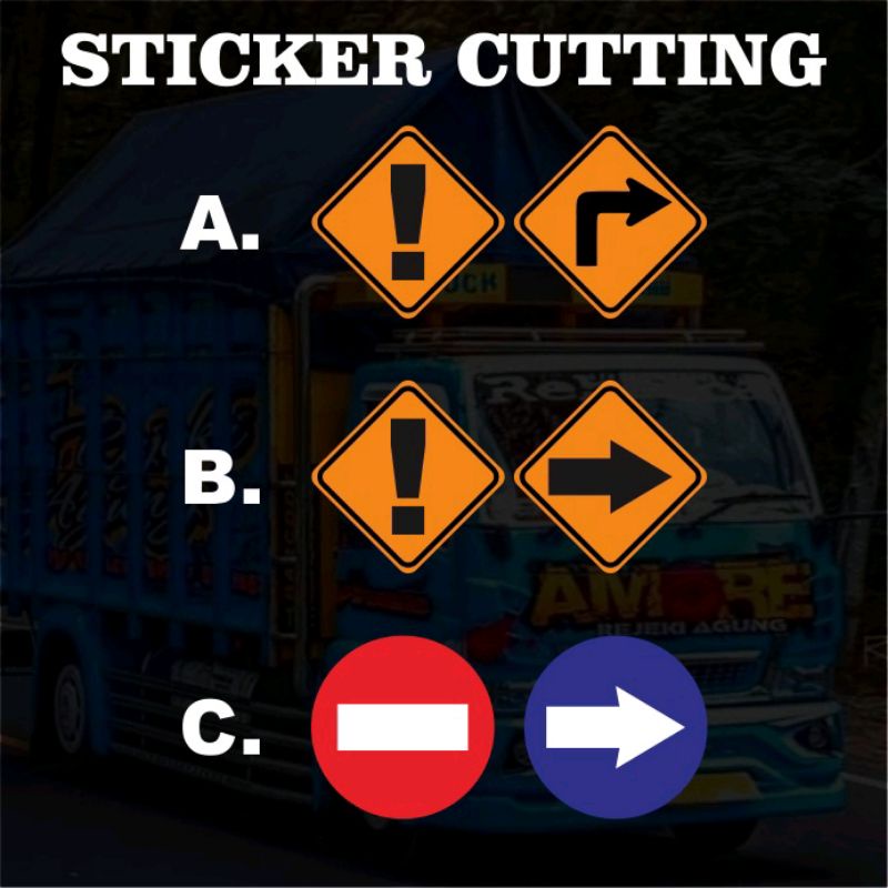 STICKER CUTTING SIGN/TANDA SALIP MENYALIP DARI KANAN