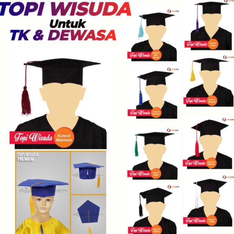 TOPI WISUDA TK / TOPI WISUDA DEWASA / TOGA WISUDA / TOGA WISUDA PREMIUM / ATRIBUT WISUDA / TOPI WISU