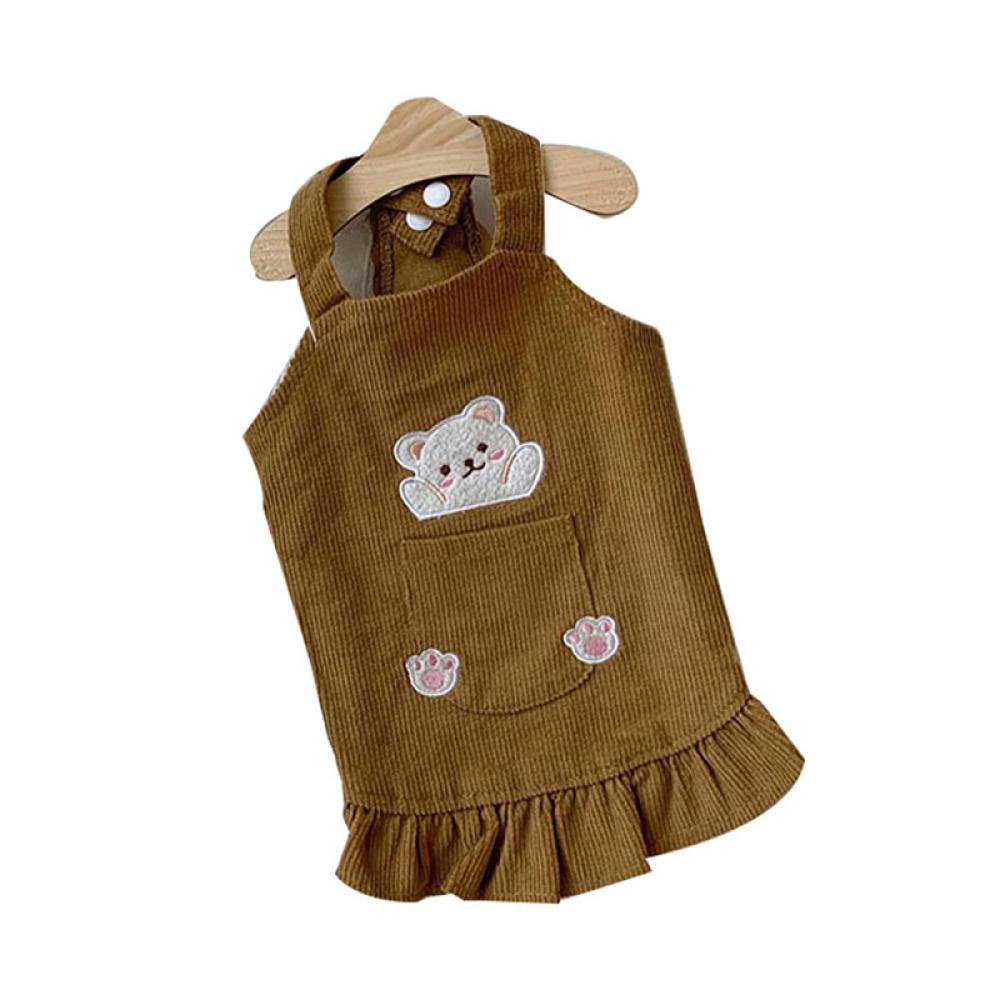 Timekey Dress Princess Lengan Fly Bahan Corduroy Untuk Anjing Kecil B2Y5