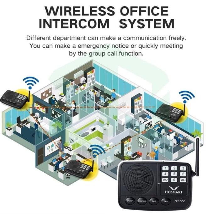 HOSMART Wireless Intercom FM 7 Channel - 2 Unit Station Interkom HY777