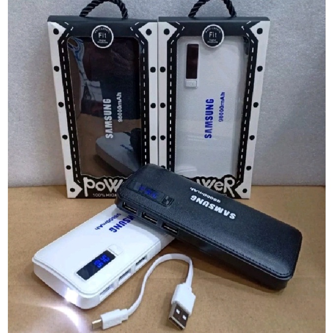 Power Bank Samsung Digital Leather 98000mAh 2 USB LED SENTER Micro USB for all smart phone