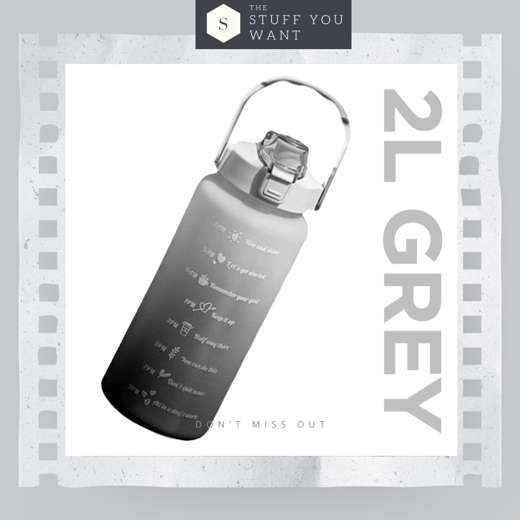 Botol Minum Motivasi 2 Liter Jumbo Tumbler Tanda Waktu