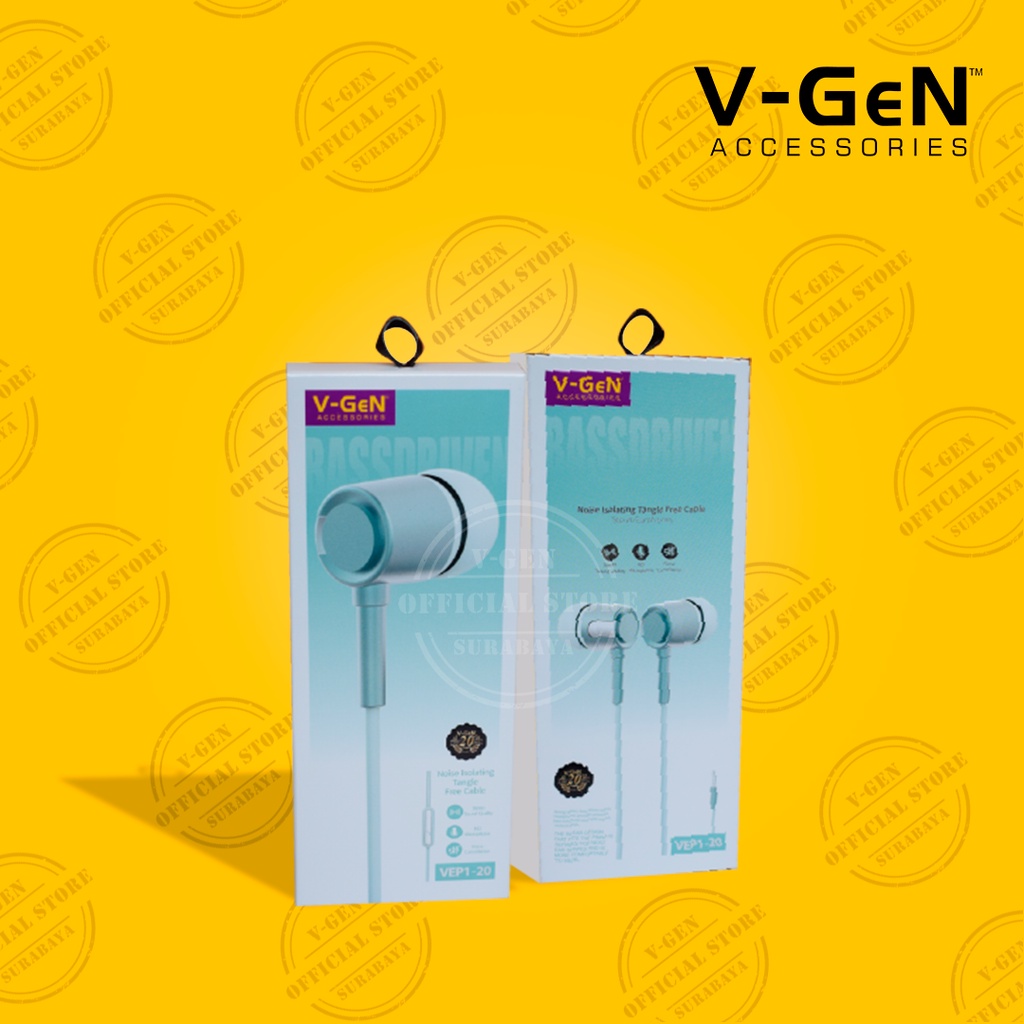 Headset Murah V-GeN VEP1-20 Wired Handsfree Earphone Headset Stereo Sound