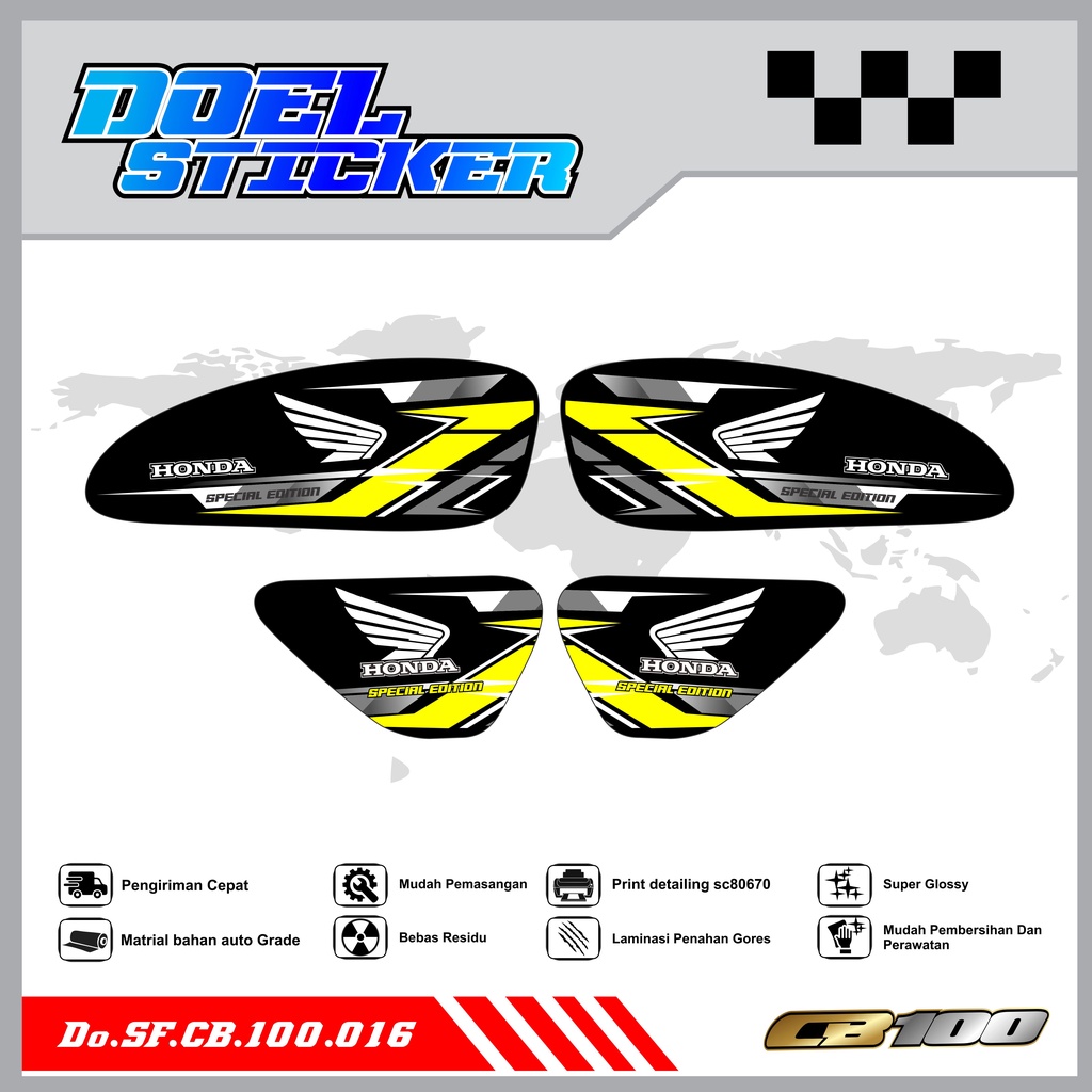 Sticker Striping Honda CB 100 List Variasi Hologram , Crome Doel 016