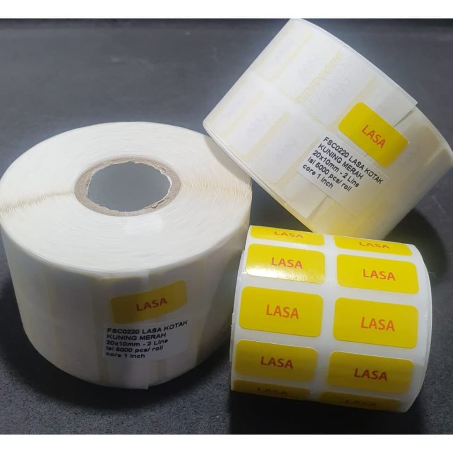 

STIKER LASA KUNING KOTAK 20X10mm isi 5000 pcs in ROLL