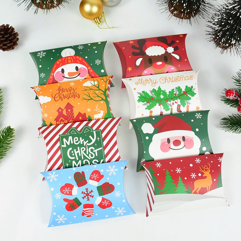 10pcs Kotak Permen / Cokelat / Snack Desain Merry Christmas Untuk Hadiah Natal / Tahun Baru