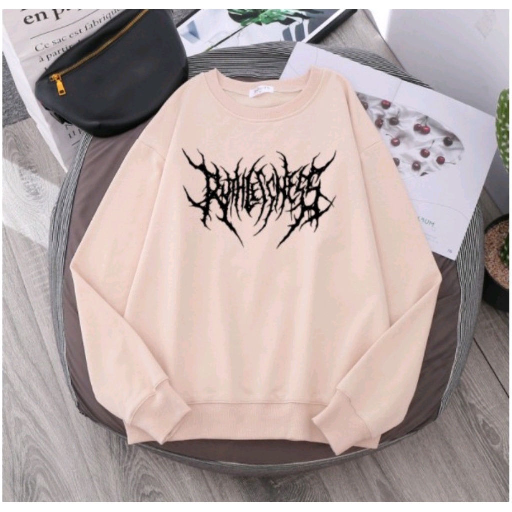 SWEATER OBLONG HARAJUKU WINTER TOP DARK SWEATER CREWNECK BAHAN FLECEE