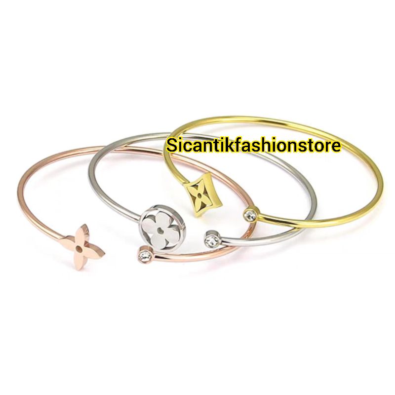 Gelang Titanium Wanita Terbaru Terlaris Fashion Wanita Anti Karat Selamanya Gelang Wanita Motif Lv Warna Gold Silver Rose Gold Gelang K5 Gold Gelang Wanita Korea Terbaru