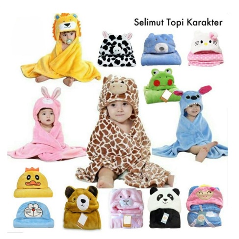 Selimut Bayi Topi Boneka / Selimut Bayi Karakter Fleece