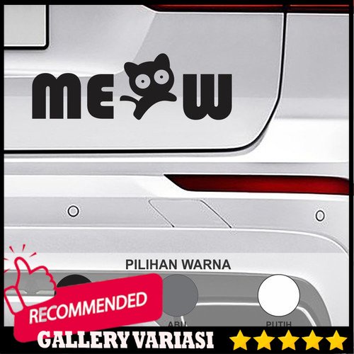 Cutting Sticker Mobil Kucing Meow Sticker Body Mobil - Hitam
