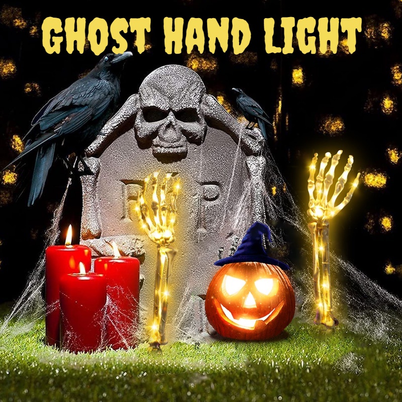 Lampu String LED Bentuk Tangan Tengkorak Untuk Dekorasi Halloween