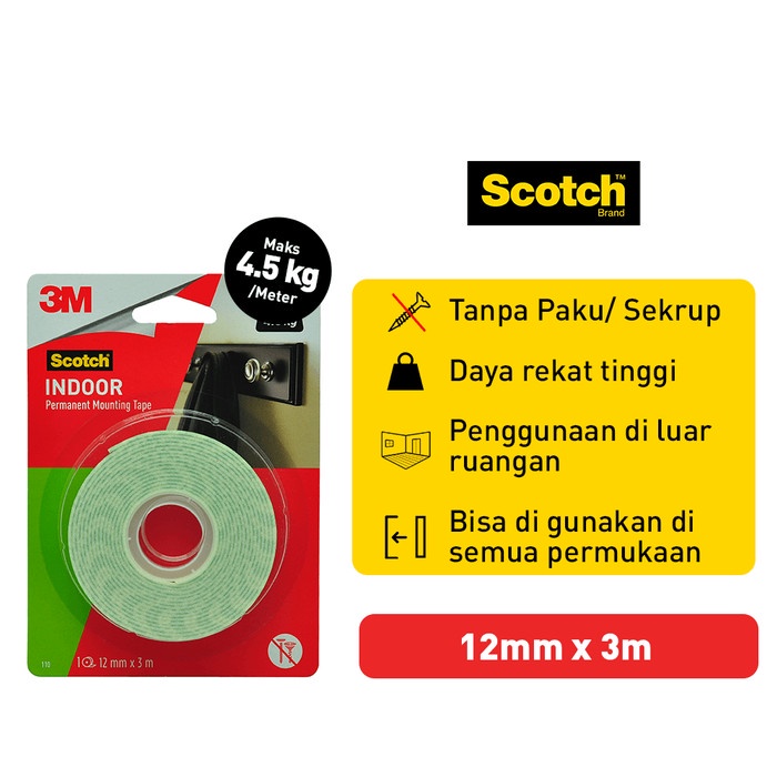 

SCOTCH 3M PEREKAT ISOLASI MOUNTING TAPE PERMANEN 12MM X 3M CAT 110-3A