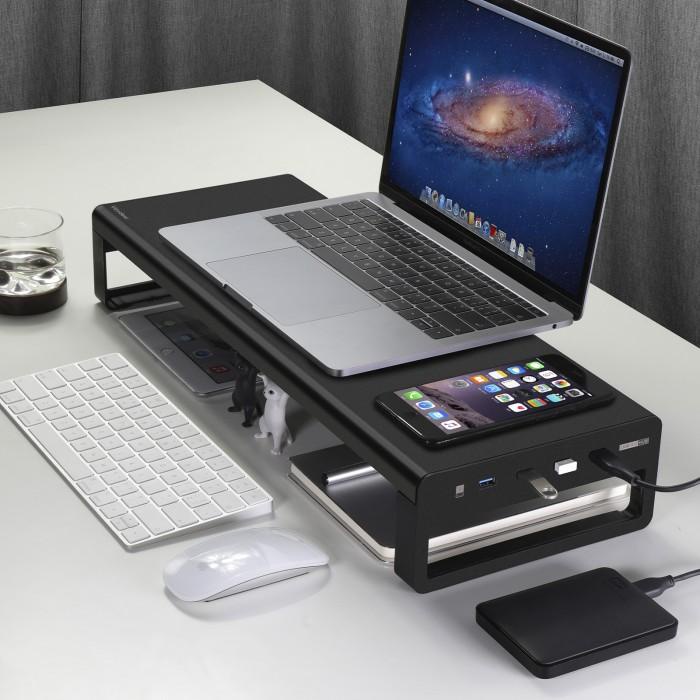 Meja Triple W Meja Laptop + 4 Usb Quick Charging| Portable Monitor Komputer