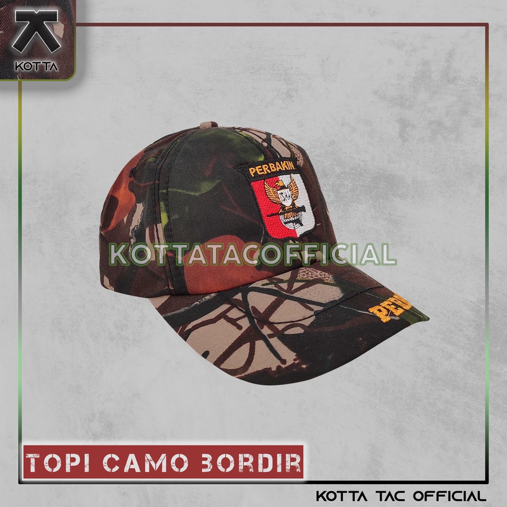 TOPI CAMO BORDIR DAN BUFF PERBAKIN - TOPI CAMO LOGO PERBAKIN - TOPI BERBURU - TOPI TACTICAL CAMO