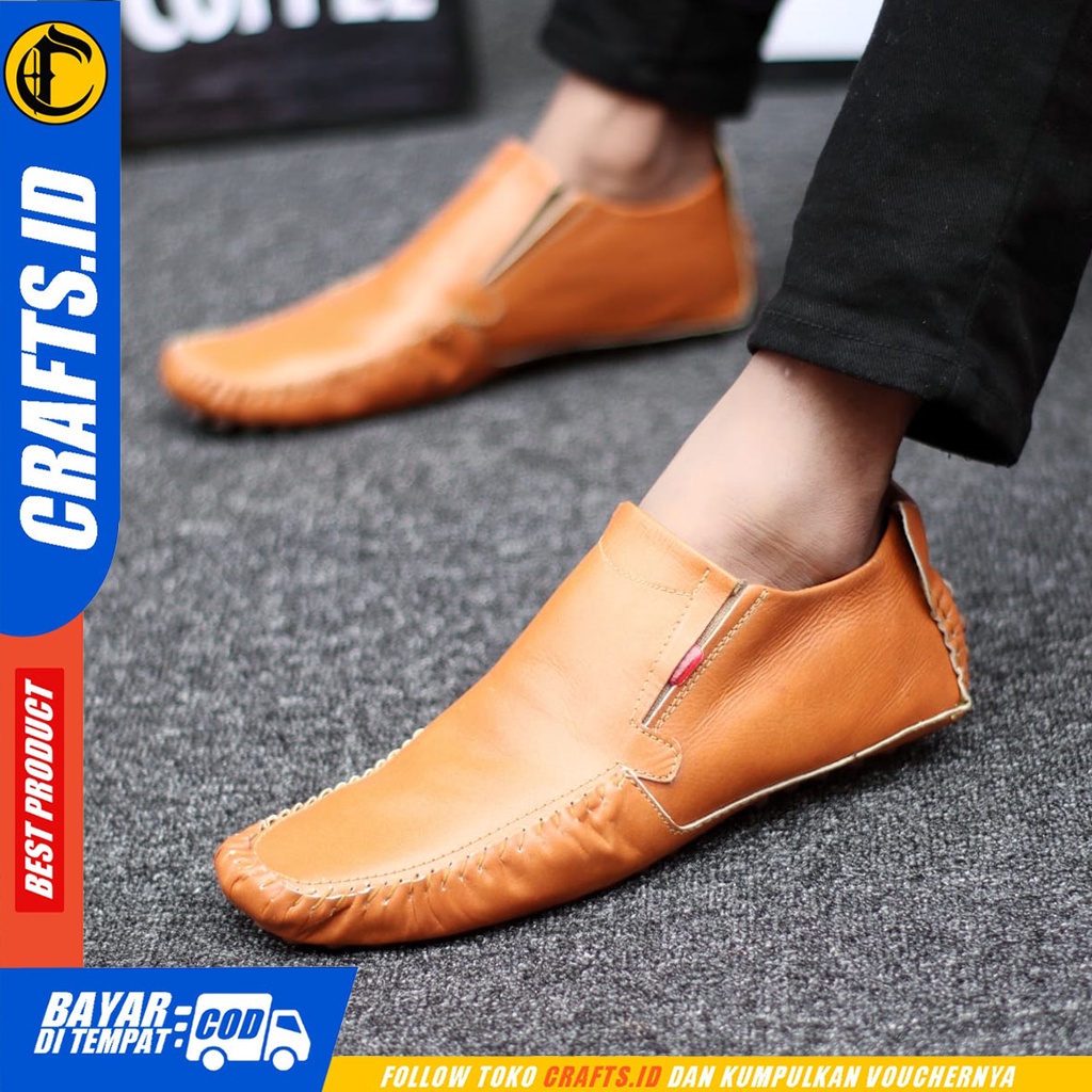 CRAFTS alien - Sepatu Pantofel Formal Kulit Asli Kerja Pria