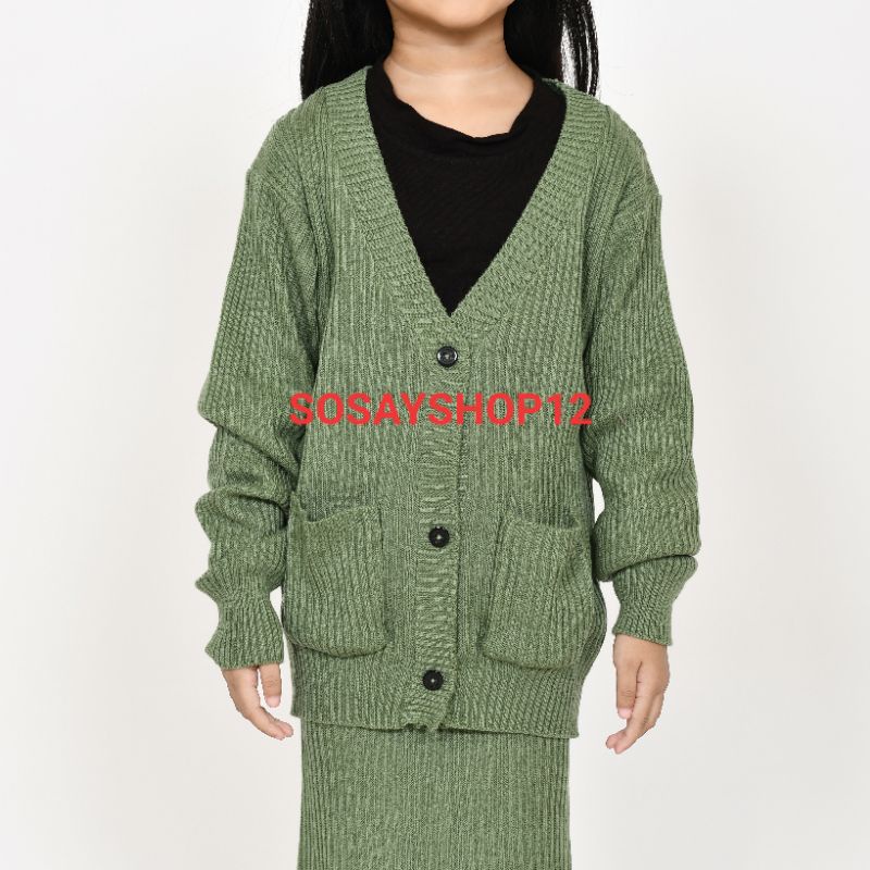 Setelan anak perempuan cardigan rajut