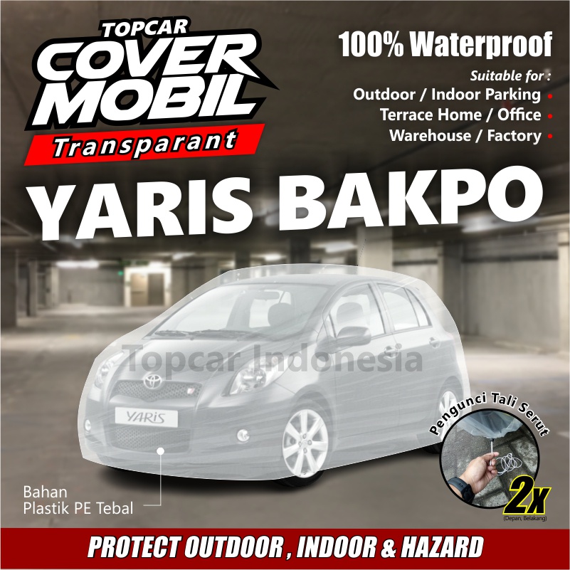 TOPCAR Cover Mobil Transparan Yaris Bakpo Plastik Tebal Plastik Waterproof Outdoor Indoor Part Mobil Aksesoris Exterior Selimut Pelindung Anti Air Debu Kotoran Hewan Teras Gudang Rumah