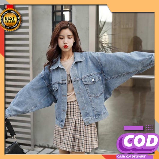 Jaket Jeans Jaket Levis Model Sobek Crop Jeans Jaket Oversize Korean S 998-Jaket Jeans Wanita/Jake