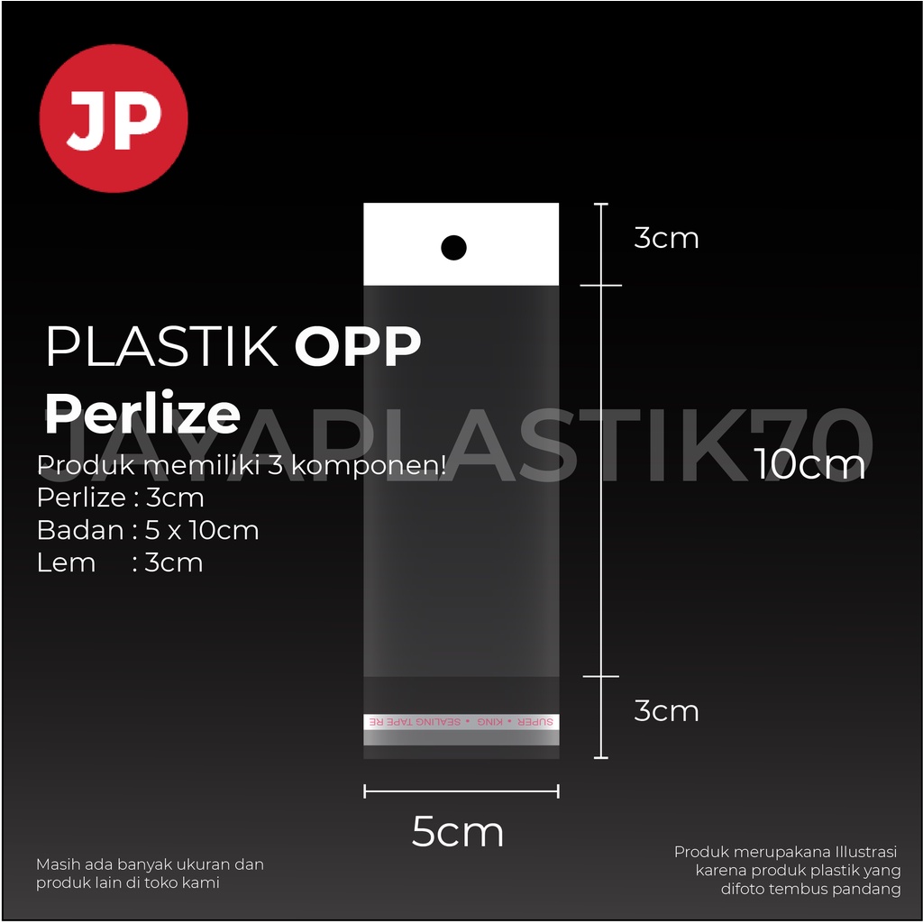 Plastik Opp Perlize uk 5x10cm x 3cm (Ban putih / perlize) + 3cm (lem) 1 pack isi 100pcs.