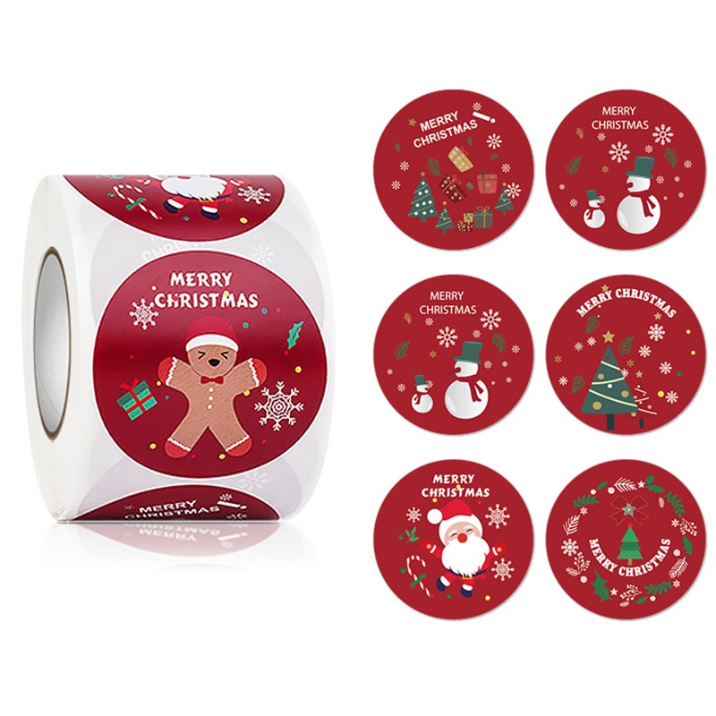 Zzz Stiker Label Bulat Motif Natal Untuk Anak