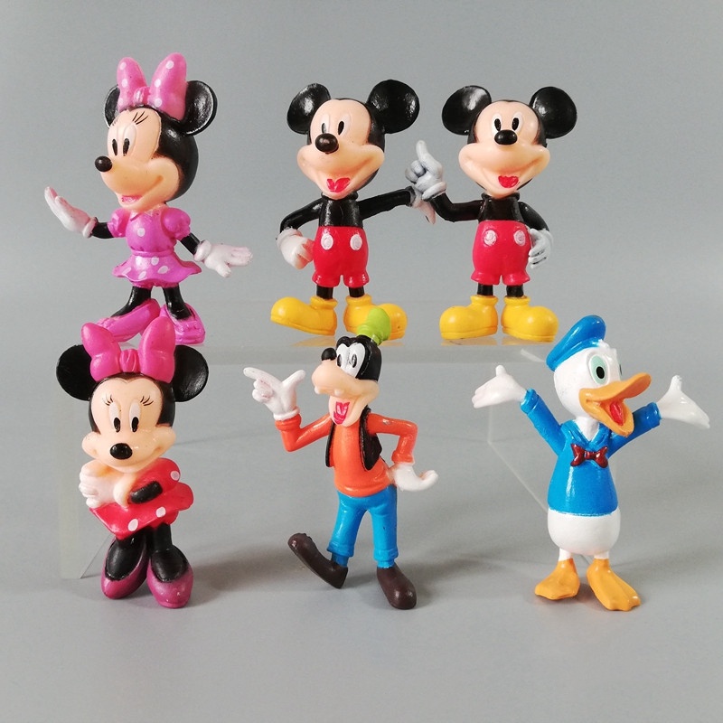 Boneka Rumah Disney Figure 6pcs Minnie Mickey Mainan Hadiah Kartun Kue Decor Anak