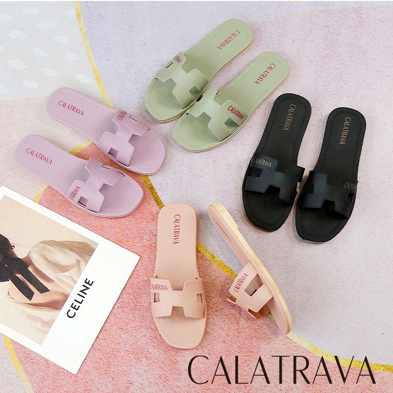 C2002-1 [CALATRAVA]Sandal Wanita Calatrava / Sendal Wanita Calatrava l Sendal Selop Wanita | Sandal Cantik | Sandal Flat Wanita