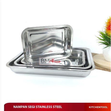 BMW Kitchen Ware - Nampan Saji Persegi Nampan Baki Stainless Steel tempat sayur prasmanan stainless