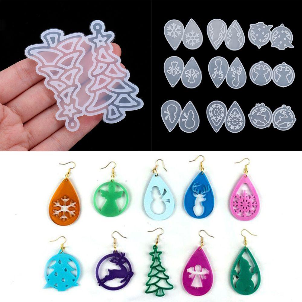 Solighter Anting Cetakan Resin DIY Membuat Perhiasan Alat Menjuntai Kristal Resin Silikon Cetakan