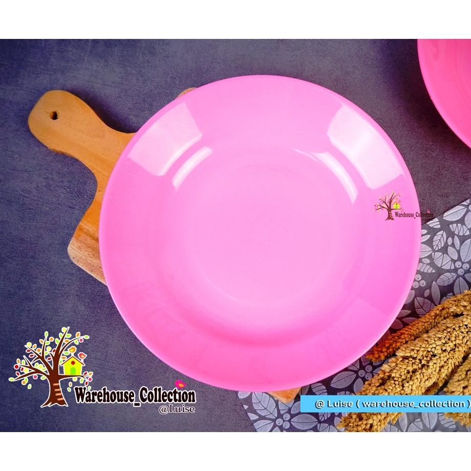 Piring Makan Plastik 22.5cm tebal golden lemon // piring makan pink // piring plastik polos cantik /