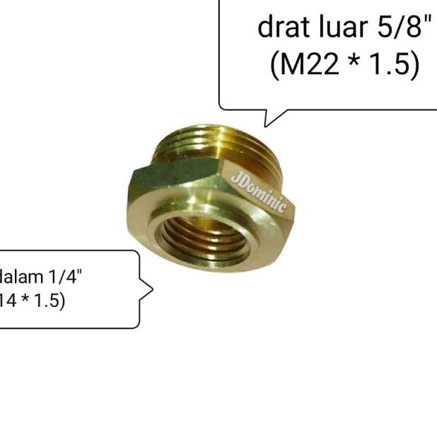 konverter drat luar 5/8" (M22 * 1.5) - drat dalam 1/4" (M14 * 1.5)