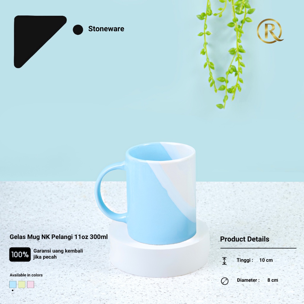 Gelas Mug NK Pelangi Stoneware Keramik 11oz 300ml Polos