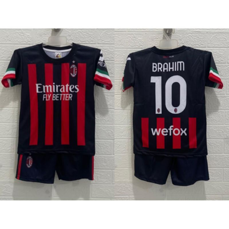 setelan Jersey bola miilan anak printing usia 4-11 tahun kids