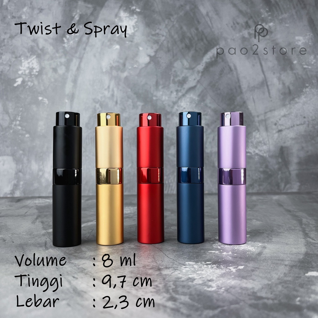 Botol Parfum Twist and Spray 8ml - Refillable Isi Ulang - Model Putar