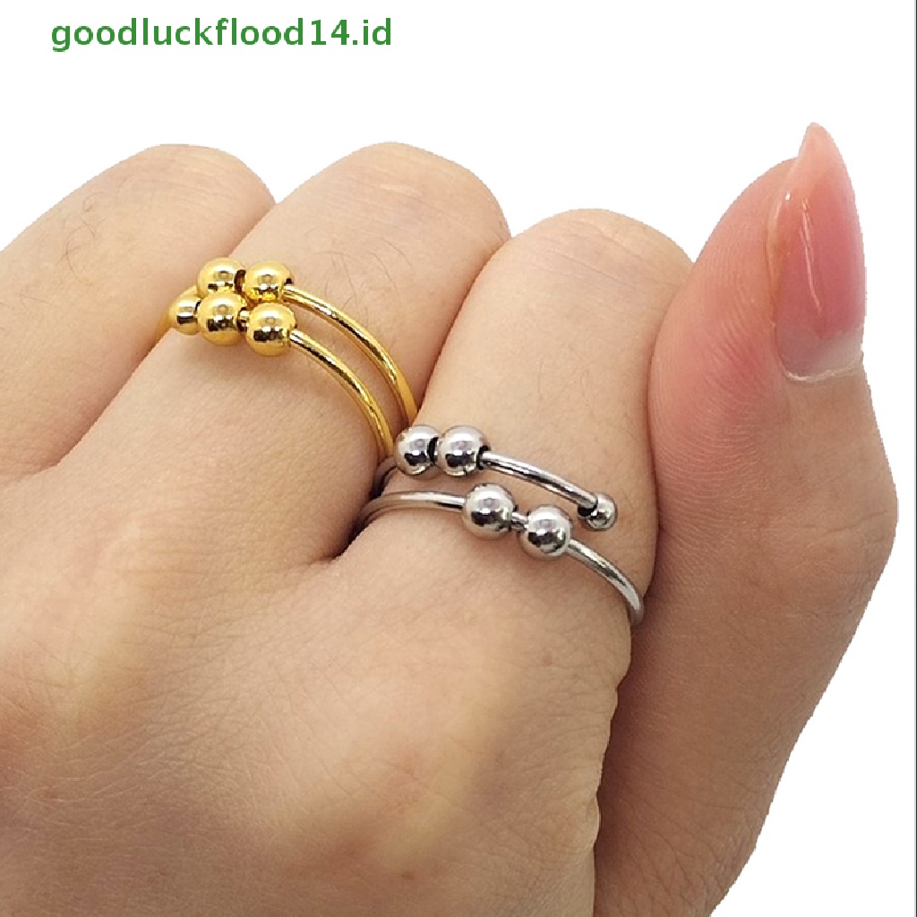 (GOOGFOUR) Cincin Fidget Spinner Bahan Stainless Steel Untuk Pria / Wanita