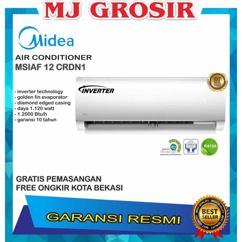 AC MIDEA MSIAF 12 CRDN1 1.5 PK + PASANG R410 LOW WATT INVERTER