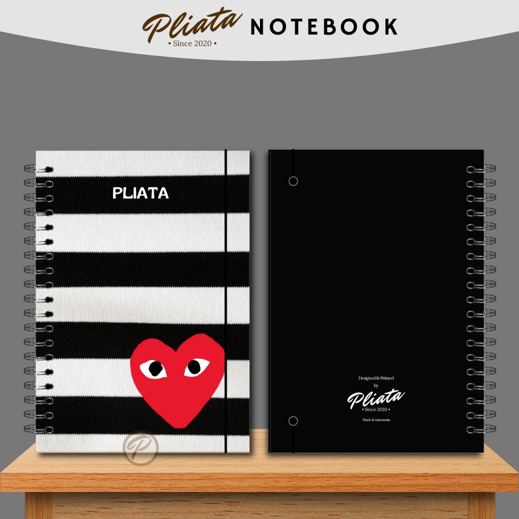 PLIATA NOTEBOOK SPIRAL - PN10 CDG Stripe - Softcover Doft Aesthetic Book Buku Tulis