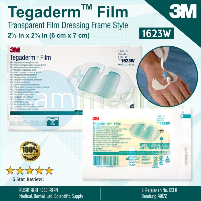 3M Tegaderm 1623w plester infus set transparant I.V film 6x7CM PCS